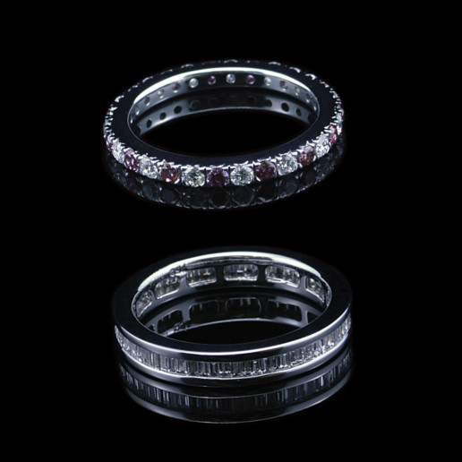 Pink Argyle diamond wedding rings